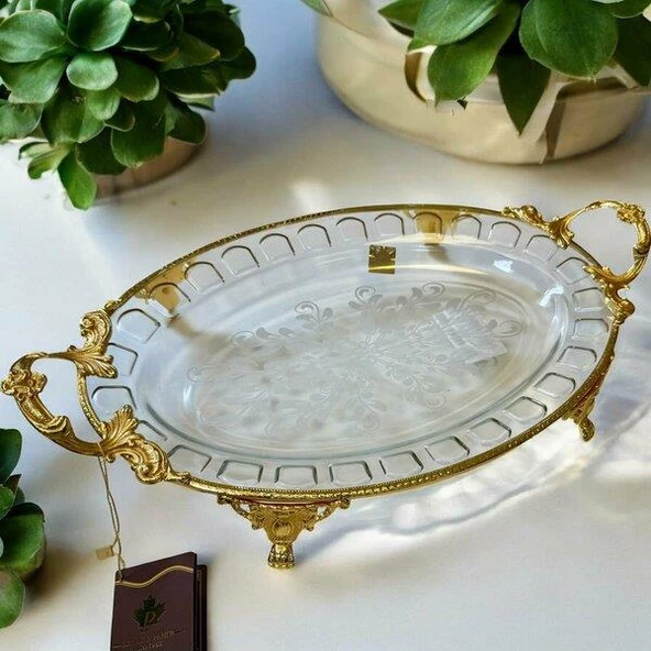 Royking Ayaklı Oval Sunum Tabağı 43x36x23x5cm CRG160 ürün görseli 1