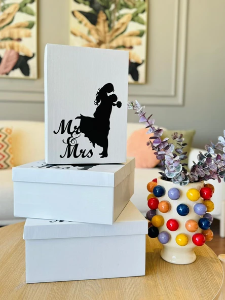 Mr & Mrs Box-Gelin Damat Hediye Kutusu-Nişan Bohça Kutusu-Özel Tasarım Hediye Kutusu ürün görseli 1