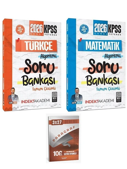 İndeks + Anla Kazan 2026 KPSS Türkçe + Matematik Algoritma Soru Bankası 2 li Set İndeks Akademi Yayıncılık ürün görseli 1