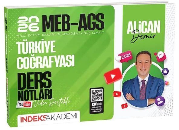 İndeks Akademi 2026 MEB-AGS Türkiye Coğrafyası Video Ders Notları - Alican Demir İndeks Akademi Yayıncılık ürün görseli 1