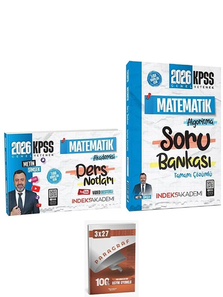 İndeks + Anla Kazan 2026 KPSS Matematik Akademisi Video Ders Notları + Soru Bankası 2 li Set -İndeks Akademi Yayıncılık ürün görseli 1
