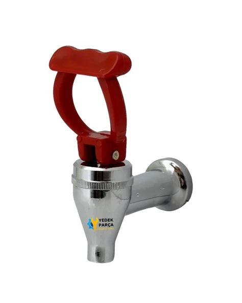 Semaver Musluk Göstergesiz, İçten Dişli, Basmalı, Demir, Kırmızı Saplı, Kayalar Kazan ve Çaycı Musluğu 7,5cm ürün görseli 1