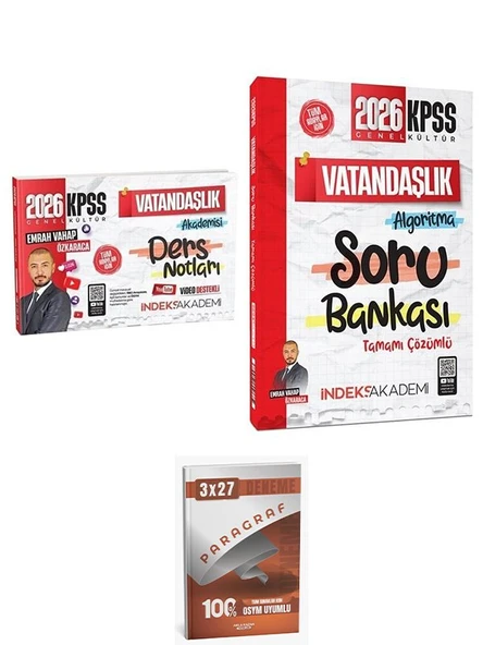 İndeks + Anla Kazan 2026 KPSS Vatandaşlık Akademisi Video Ders Notları + Soru Bankası 2 li Set İndeks Akademi Yayıncılık ürün görseli 1