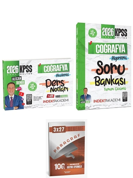 İndeks + Anla Kazan 2026 KPSS Coğrafya Akademisi Video Ders Notları + Soru Bankası 2 li Set İndeks Akademi Yayıncılık ürün görseli 1