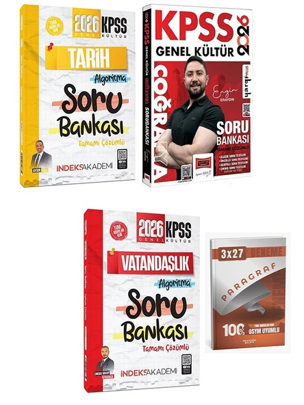 İndeks + Yargı 2026 KPSS Tarih + Coğrafya + Vatandaşlık Soru Bankası 3 lü Set İndeks Akademi + Yargı Yayıncılık ürün görseli 1