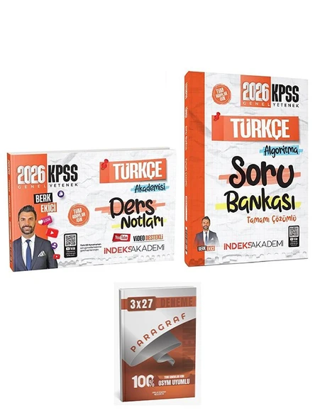 İndeks + Anla Kazan 2026 KPSS Türkçe Akademisi Video Ders Notları + Soru Bankası 2 li Set İndeks Akademi Yayıncılık ürün görseli 1