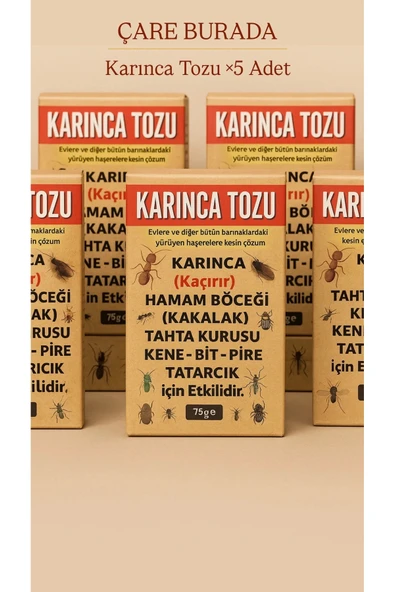 Karınca Tozu ×5 Adet 75 gr (Kene & Bit & Pire & Tahta Kurusu & Hamam Böceği) ürün görseli 1