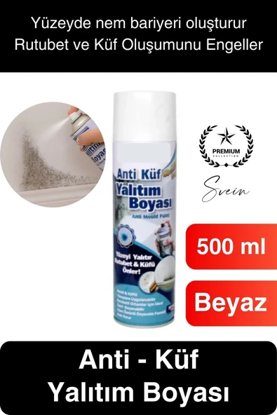 Premium Anti Küf Yalıtım Boyası Sprey Beyaz Rutubet Oluşumunu Engeller Duvar Derleme Önleyici 500 ml ürün görseli 1