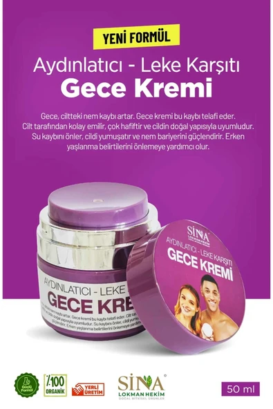 Sina - Aydınlatıcı & Leke Karşıtı Gece Kremi 50 ml ürün görseli 1