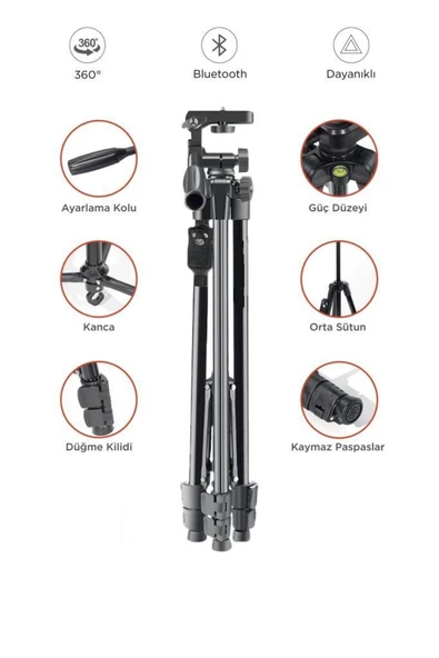 8810 Profesyonel 360 Derece Çok Amaçlı 1.2m Tripod Kamera Tripod ürün görseli 1