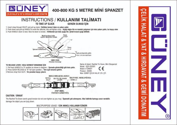 400-800 kg 5 Metre Yük Sabitleme Mini Spanzet ürün görseli 1