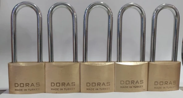Doras Ersa 5'li Set Uzun Kanca Pas Pirinç Asma Kilit 40 Mm ürün görseli 1