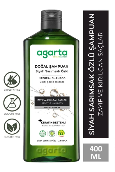 Agarta Doğal Saç Dökülmesine Karşı  Siyah Sarımsaklı Şampuan 400 ml ürün görseli 1