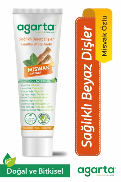 Agarta Doğal Misvak Özlü Florürsüz Beyazlatıcı Diş Macunu 100 ml ürün görseli 1