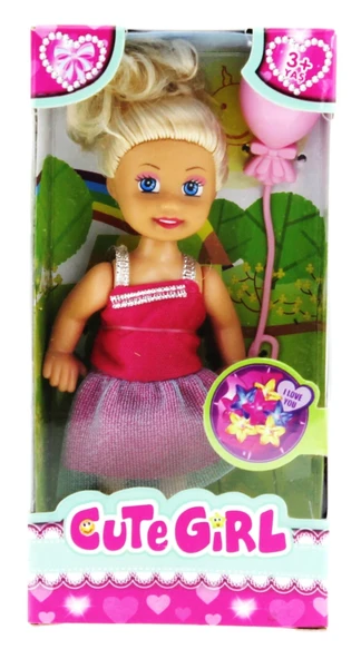 TOYZ DÜKKANIM Cute Girl Pembe Balonlu Sarışın Mini Bebek Kız Erkek Çocuk Oyuncak Eğitici Oyuncaklar ürün görseli 1