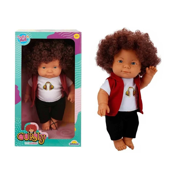TOYZ DÜKKANIM Curly Bebek Tulumlu Elbiseli Et Bebek 35cm Kız Erkek Çocuk Oyuncak Eğitici Oyuncaklar ürün görseli 1