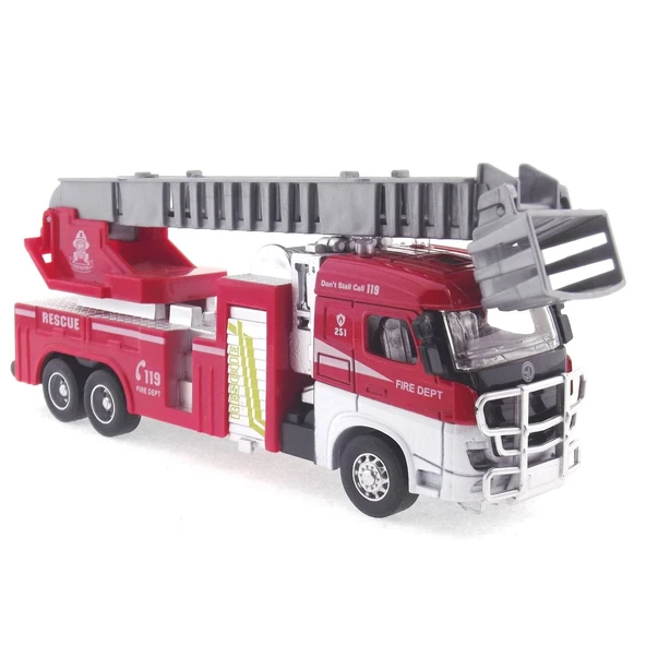 TOYZ DÜKKANIM Die Cast Model Çek Bırak Asansörlü İtfaiye Kamyonu Kız Erkek Çocuk Oyuncak Eğitici Oyuncaklar ürün görseli 1