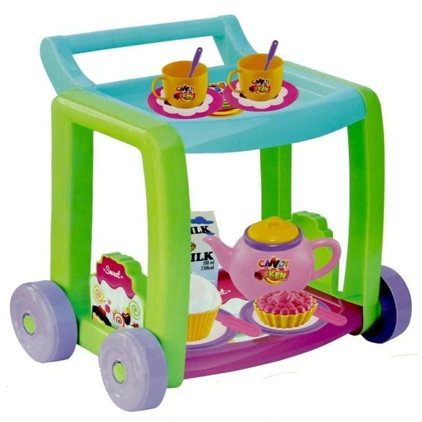 TOYZ DÜKKANIM Dede Candy Ken Çay Servis Arabası Kız Erkek Çocuk Oyuncak Eğitici Oyuncaklar ürün görseli 1