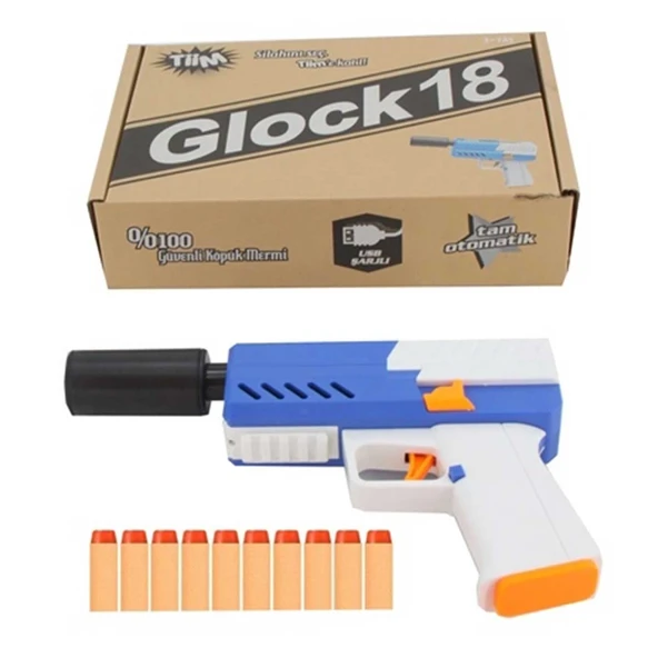 TOYZ DÜKKANIM Tiim Pilli Şarjlı Susturuculu Köpük Dart Atan Mavi Blaster Kız Erkek Çocuk Oyuncak Eğitici Oyuncakla ürün görseli 1