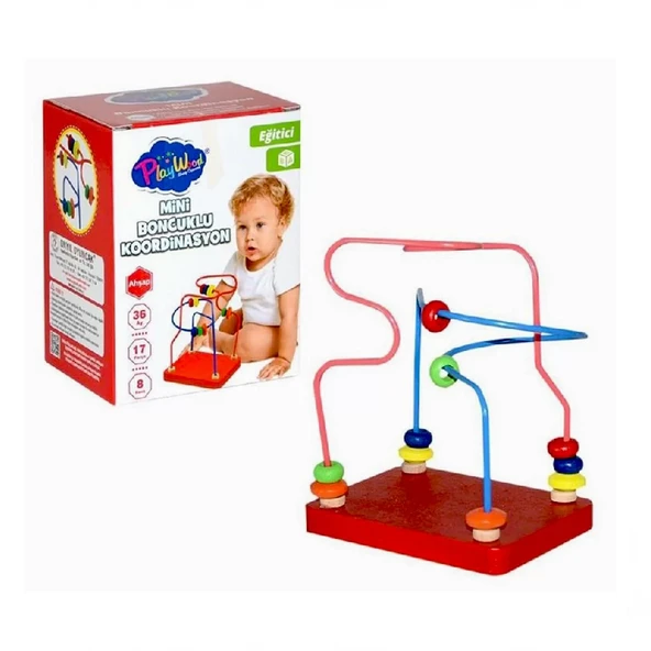 TOYZ DÜKKANIM Playwood Kutuda Ahşap Mini Boncuklu Koordinasyon Kız Erkek Çocuk Oyuncak Eğitici Oyuncaklar ürün görseli 1