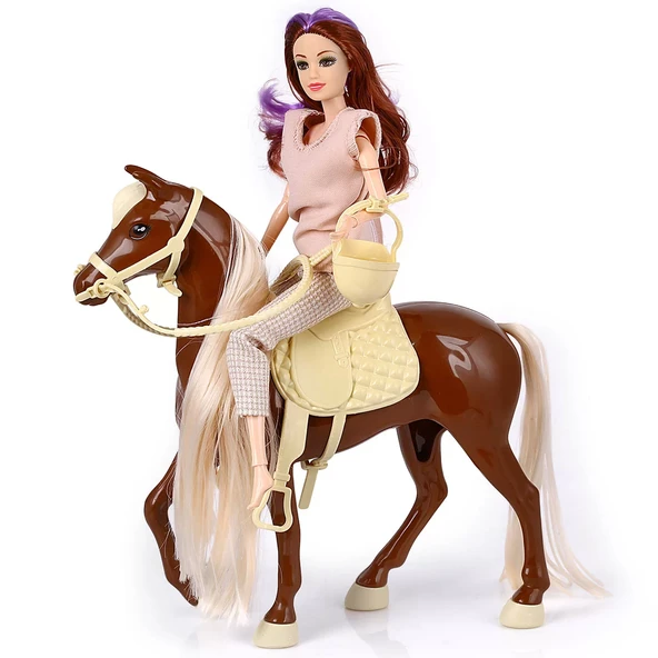 TOYZ DÜKKANIM Jasmine Atlı Bebek Kahve-Bej Kız Erkek Çocuk Oyuncak Eğitici Oyuncaklar ürün görseli 1