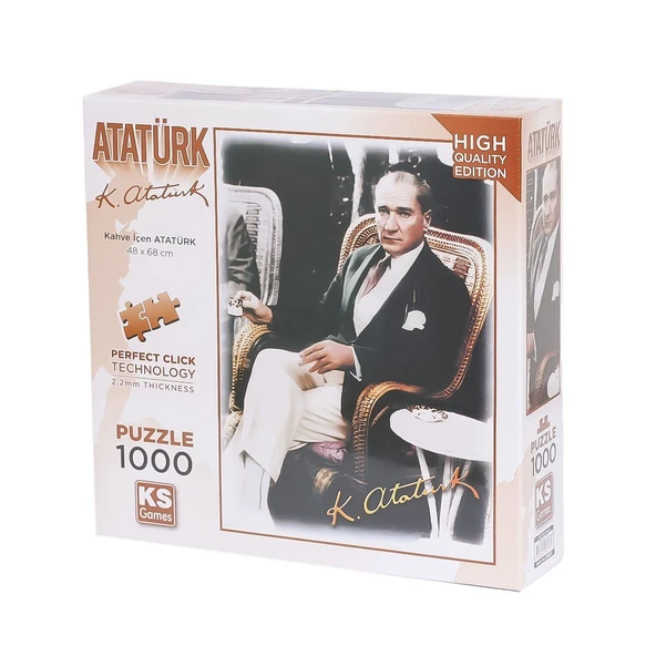 TOYZ DÜKKANIM 20727 Kahve İçen Atatürk 1000 Parça Puzzle -KS Puzzle Kız Erkek Çocuk Oyuncak Eğitici Oyuncaklar ürün görseli 1