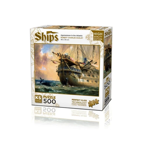 TOYZ DÜKKANIM 20050 HMS Agamemnon in Atlantic 500 Parça Puzzle -KS Puzzle Kız Erkek Çocuk Oyuncak Eğitici Oyuncakl ürün görseli 1
