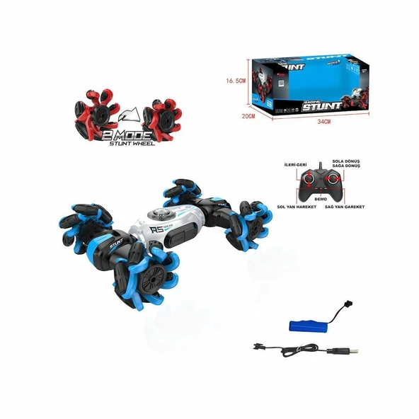 TOYZ DÜKKANIM SYR-666-810 Kumandalı Şarjlı 2.4G Açılır Tekerlekli Akrobat Araba Kız Erkek Çocuk Oyuncak Eğitici Oy ürün görseli 1
