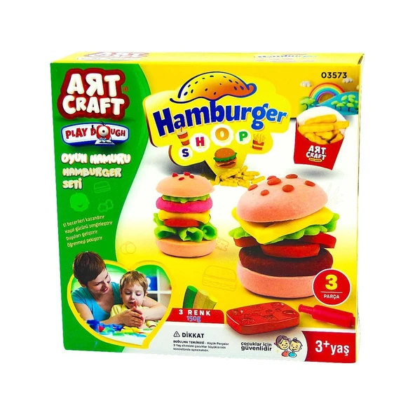 TOYZ DÜKKANIM Dede Oyun Hamuru Hamburger Seti Kız Erkek Çocuk Oyuncak Eğitici Oyuncaklar ürün görseli 1