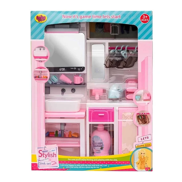 TOYZ DÜKKANIM Kutuda 2'li Lavabo Ütü Masası Seti Kız Erkek Çocuk Oyuncak Eğitici Oyuncaklar ürün görseli 1