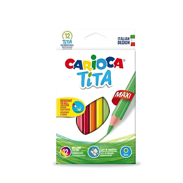 TOYZ DÜKKANIM Carioca Tita Altıgen Jumbo Kuru Boya Kalemi 12’li 42789 Kız Erkek Çocuk Oyuncak Eğitici Oyuncaklar ürün görseli 1