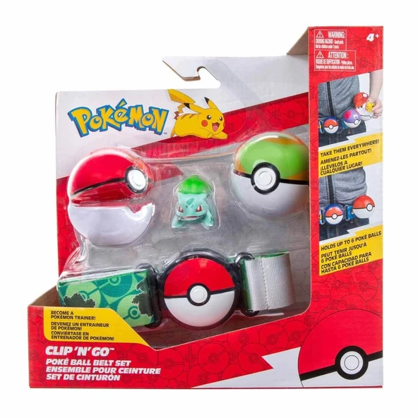 TOYZ DÜKKANIM POK PKW2715 Pokemon Clip \'N\' Go Pokeball Kemer ve Bulbasaur -Necotoys Kız Erkek Çocuk Oyuncak Eğit ürün görseli 1