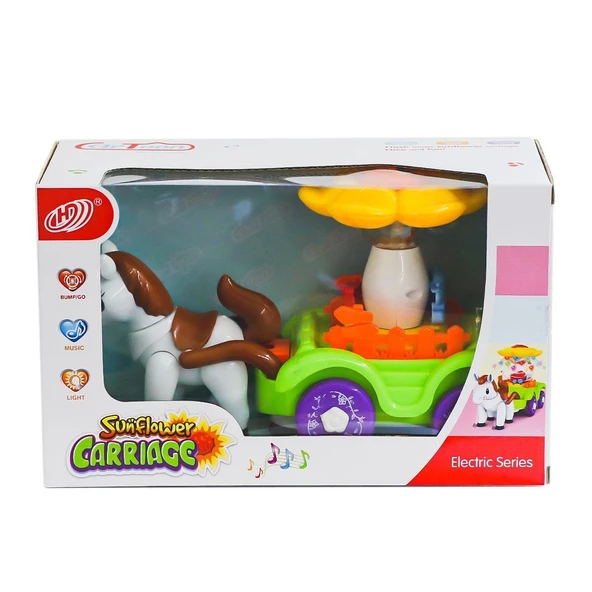 TOYZ DÜKKANIM HD9009A Sesli ve Işıklı Ay Çiçeği Atlı Fayton Kız Erkek Çocuk Oyuncak Eğitici Oyuncaklar ürün görseli 1