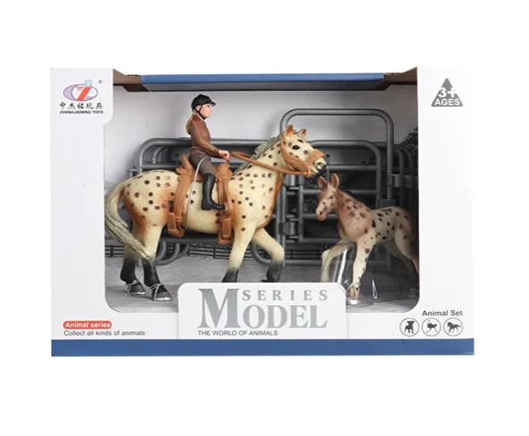 TOYZ DÜKKANIM Model Hayvan Seti Jokey At ve Tay Benekli Kız Erkek Çocuk Oyuncak Eğitici Oyuncaklar ürün görseli 1