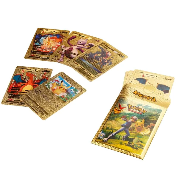TOYZ DÜKKANIM Pokemon Gold Trading Kart 10’lu Paket Kız Erkek Çocuk Oyuncak Eğitici Oyuncaklar ürün görseli 1