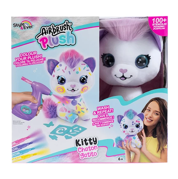 TOYZ DÜKKANIM Airbrush Plush Boyanıp Yıkanabilen Peluş Kedi Kız Erkek Çocuk Oyuncak Eğitici Oyuncaklar ürün görseli 1