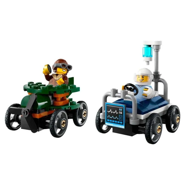 TOYZ DÜKKANIM LEGO City Uçak, Hastane Yatağına Karşı Yarış Arabası Paketi 60459 Kız Erkek Çocuk Oyuncak Eğitici Oy ürün görseli 1