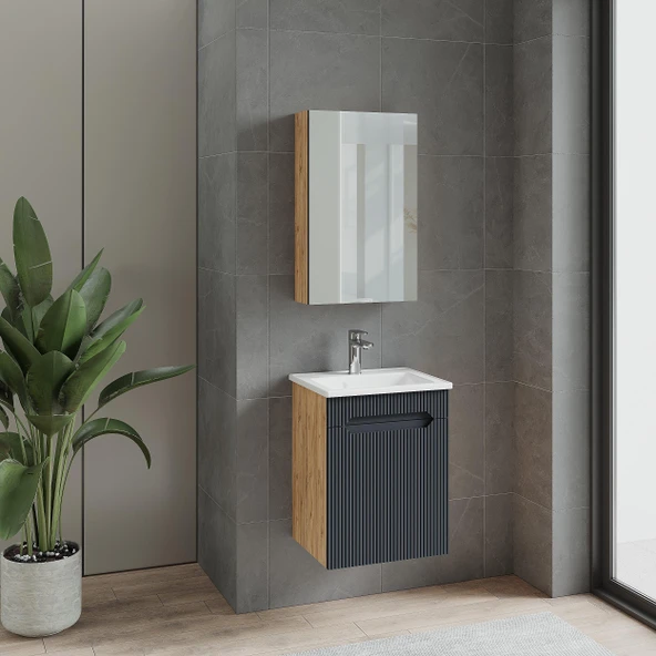 Denko Demood 45 cm MDF Antrasit Gri Banyo Dolabı Takımı ürün görseli 1