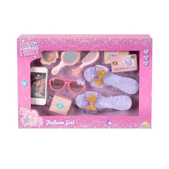 TOYZ DÜKKANIM 4376 Pretty Pinky Kokoş Terlik Gözlük Tarak Set -Sunman Kız Erkek Çocuk Oyuncak Eğitici Oyuncaklar ürün görseli 1