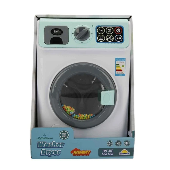 TOYZ DÜKKANIM Hommy Sesli ve Işıklı Yeşil Çamaşır Makinesi Kız Erkek Çocuk Oyuncak Eğitici Oyuncaklar ürün görseli 1