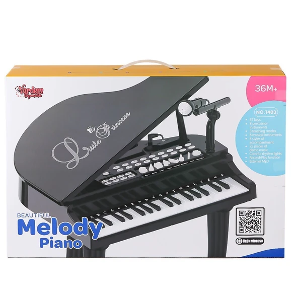 TOYZ DÜKKANIM BAO-1403B 0237 Mikrofonlu 37 Tuşlu Mp3 Çalar Büyük Siyah Piyano Kız Erkek Çocuk Oyuncak Eğitici Oyun ürün görseli 1