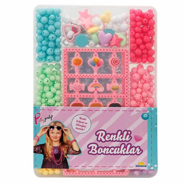 TOYZ DÜKKANIM Pretty Pinky Renkli Boncuklar Seti Kız Erkek Çocuk Oyuncak Eğitici Oyuncaklar ürün görseli 1