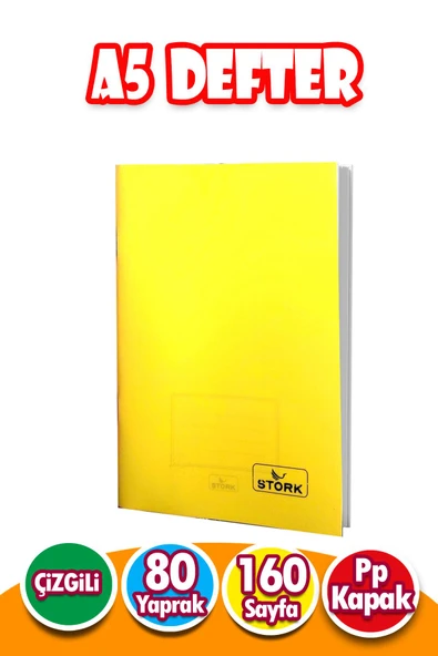 PP Kapaklı Tel Dikişli Defter 80 Yaprak | A5 | Çizgili Defter Küçük Boy ürün görseli 1