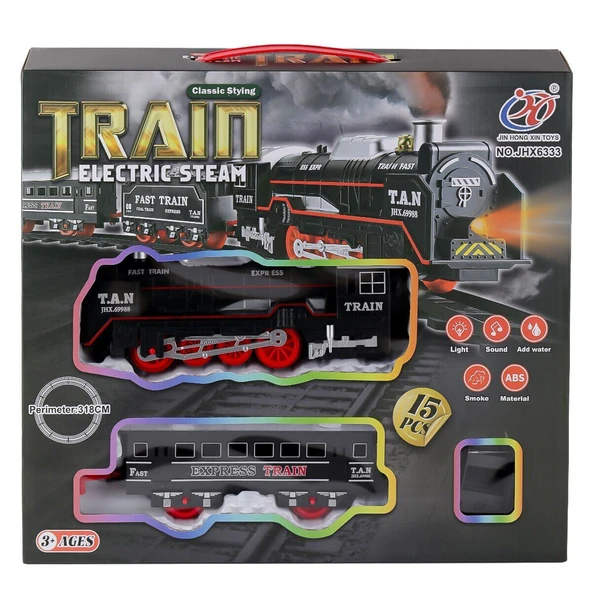TOYZ DÜKKANIM JHX6333 Dumanlı Sesli Işıklı Tren 15 Parça Kız Erkek Çocuk Oyuncak Eğitici Oyuncaklar ürün görseli 1