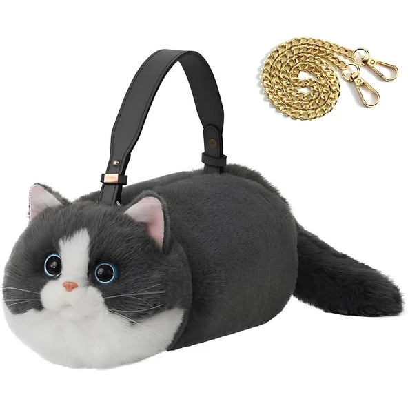 TOYZ DÜKKANIM B&D Kedi El Çantası Gri Kız Erkek Çocuk Oyuncak Eğitici Oyuncaklar ürün görseli 1