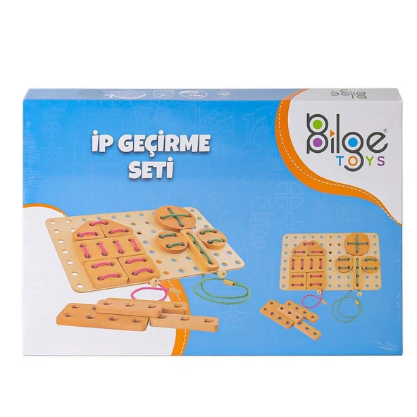 TOYZ DÜKKANIM BLG-111 Ahşap İp Geçirme Oyun Seti Kız Erkek Çocuk Oyuncak Eğitici Oyuncaklar ürün görseli 1