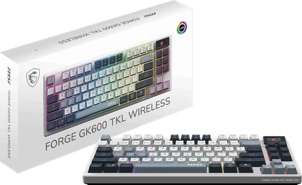 BIGBOY MSI GG FORGE GK600 TKL W SKY TR MEKANIK GAMING KLAVYE LCD EKRAN KTT HIFI LINEAR HOT-SWAPPABLE SWITCH PBT TUS TAKIMI RGB TR LAYOUT ürün görseli 1