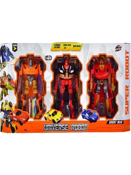 TOYZ DÜKKANIM 3LÜ BYK DÖNÜŞEBİLEN KALİTELİ ROBOT Kız Erkek Çocuk Oyuncak Eğitici Oyuncaklar ürün görseli 1