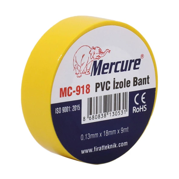 Mercure Elektrikçi Bandı Sarı İzole Elektirik Bant Bandı Pvc 9 Metre ürün görseli 1