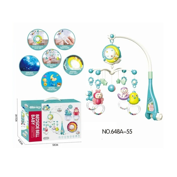 TOYZ DÜKKANIM BIB-648A-55 -Vardem Işıklı Müzikli Kumandalı Mavi Bebek Dönencesi Kız Erkek Çocuk Oyuncak Eğitici Oy ürün görseli 1
